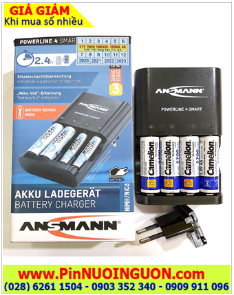 Ansman Powerline 4Smart _Bộ sạc kèm sẳn 4 pin Sạc Camelion NH-AA2700LBP2 (AA2700mAh 1.2v)